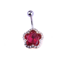 2213400807 Gorgeous Star Flower Piercing Navel Belly Button Rings Swarovski Crystal 2 Colores