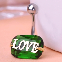 2213400865 Classic Crystal LOVE Piercing Navel Belly Button Rings 3 colores