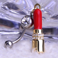 2213400845  Esmalte Ruby Lipstick Piercing Navel Belly Button Rings 1 color
